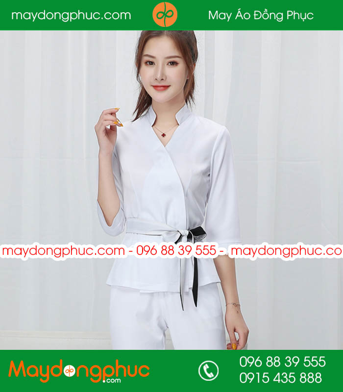Quần áo đồng phục spa màu trắng