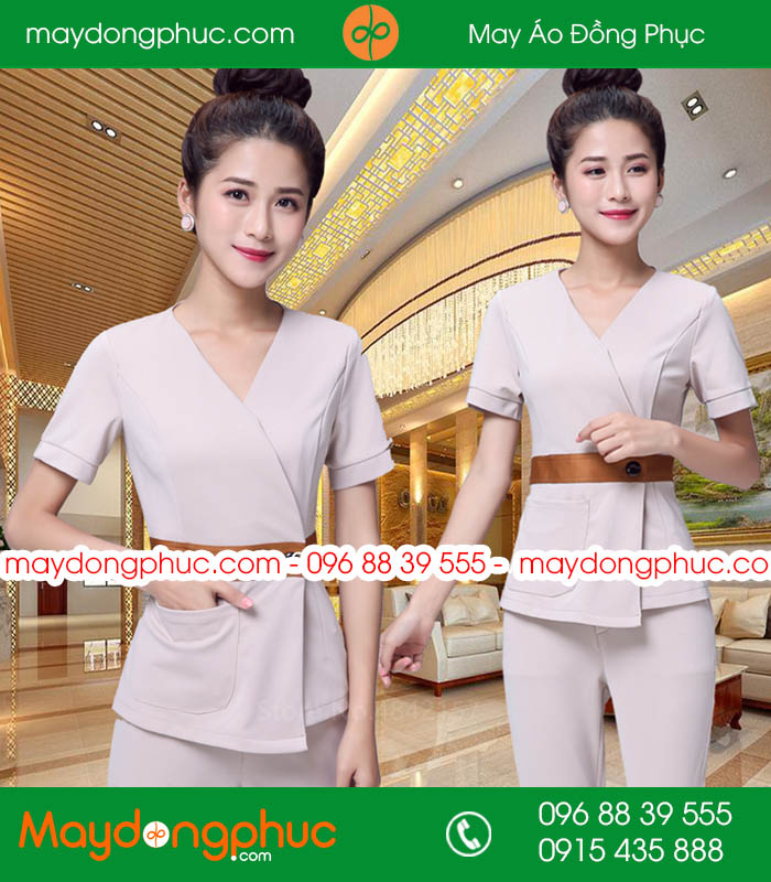 Quần áo đồng phục spa màu hồng nhạt