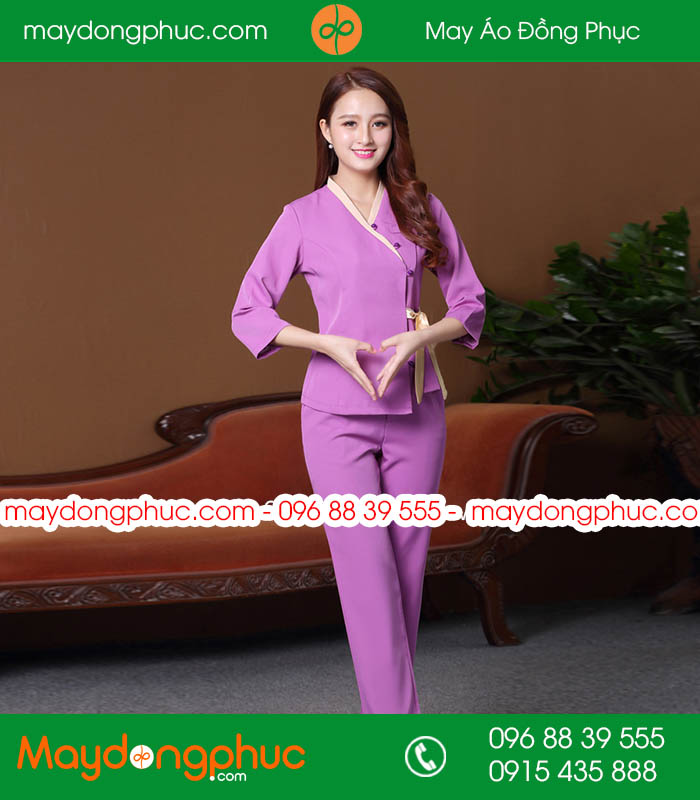Quần áo đồng phục spa màu tím