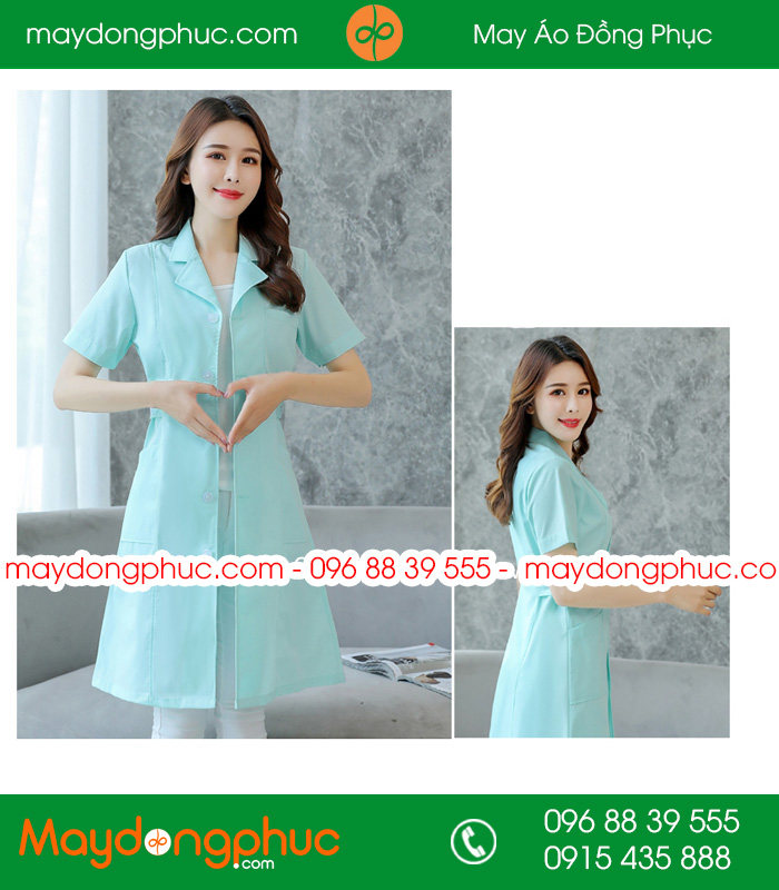 Áo blouse đồng phục y tá - Bác sĩ màu xanh lơ