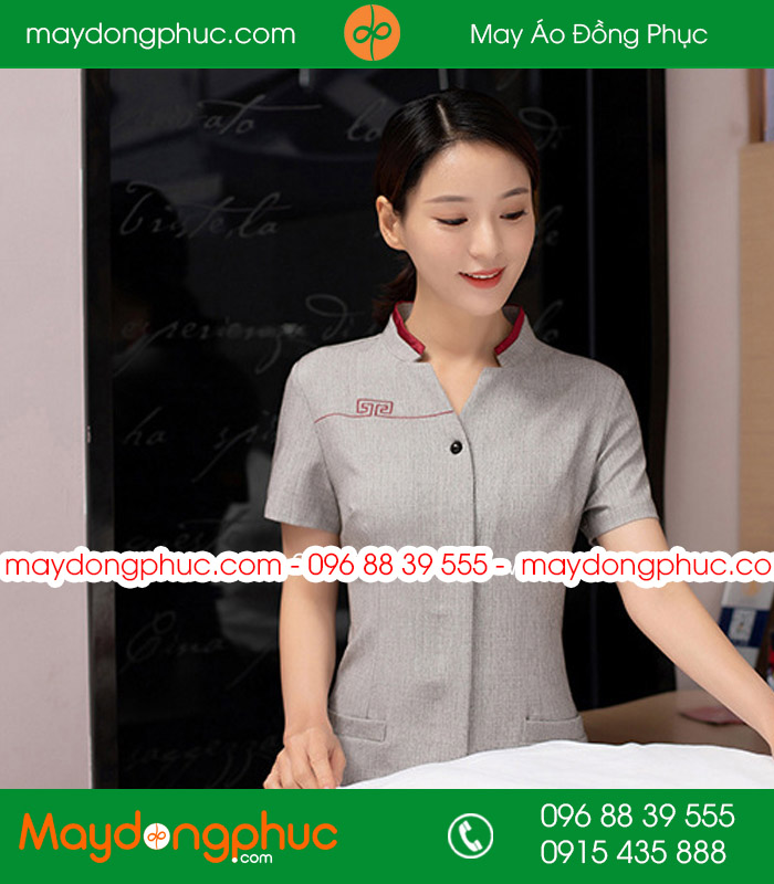 Quần áo đồng phục vệ sinh màu ghi xám