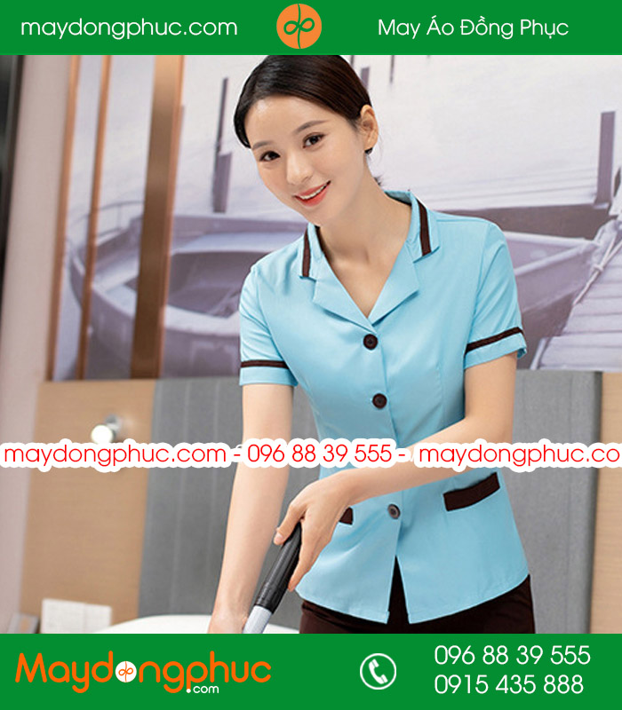 Quần áo đồng phục vệ sinh màu xanh YA