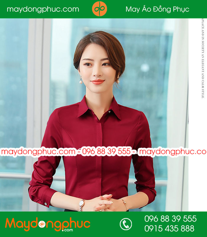  Đồng phục áo sơ mi mầu đỏ đô 