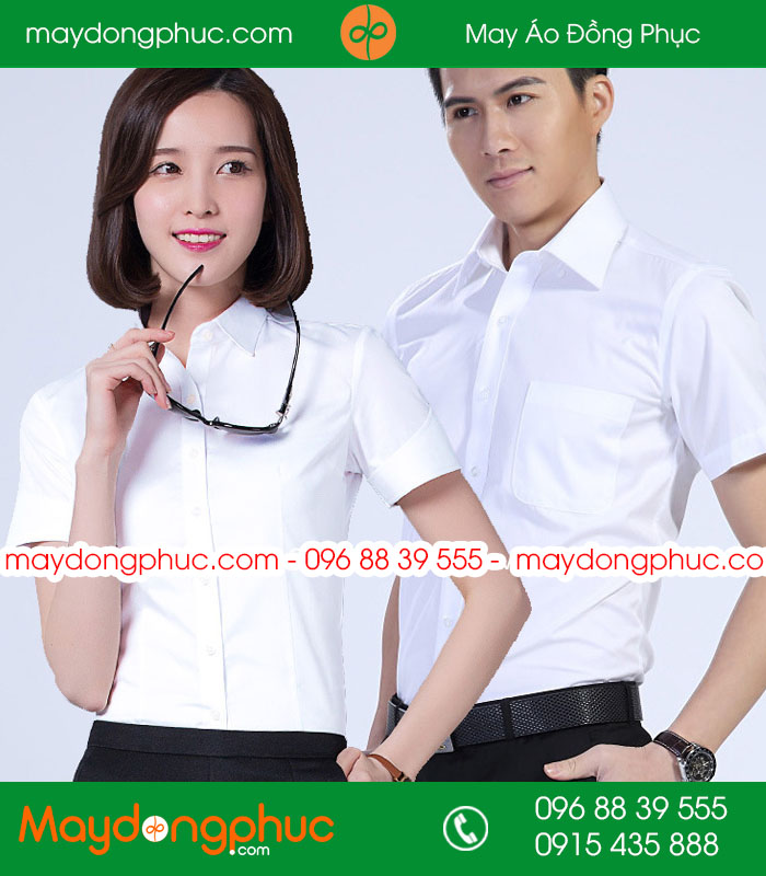  Đồng phục áo sơ mi màu trắng cộc tay