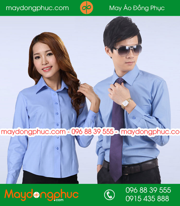  Đồng phục áo sơ mi màu xanh YA
