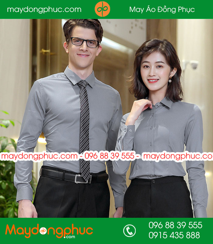  Đồng phục áo sơ mi màu ghi tối