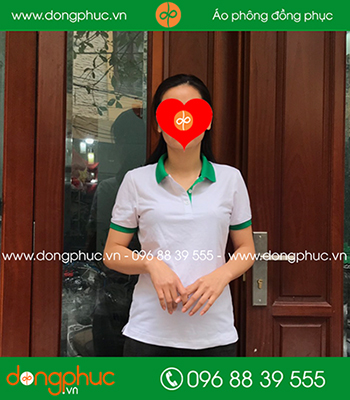Áo phông đồng phục màu trắng phối xanh