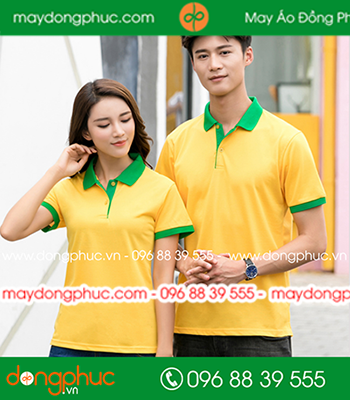 Áo phông đồng phục màu Cam phối Xanh