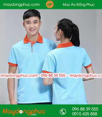 Áo phông đồng phục màu Xanh phối Cam