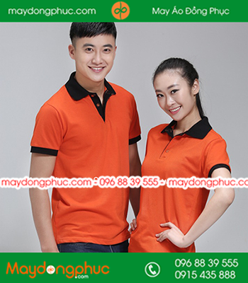 Áo phông đồng phục màu Cam phối Đen