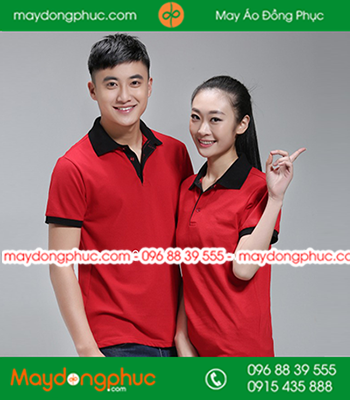 Áo phông đồng phục màu Đỏ đô phối Đen