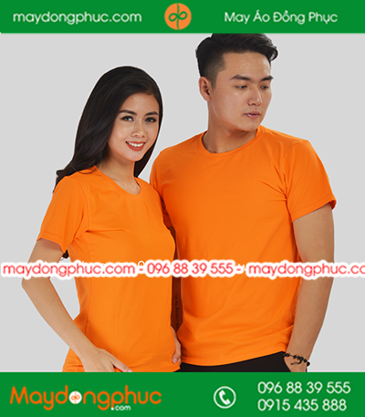 Áo phông đồng phục cổ tròn màu Cam