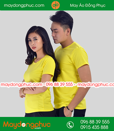 Áo phông đồng phục cổ tròn màu Vàng