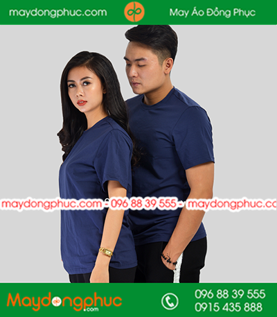 Áo phông đồng phục cổ tròn màu tím than