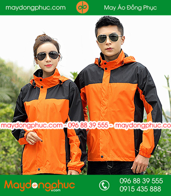 Mẫu áo khoác gió đồng phục màu Cam phối đen