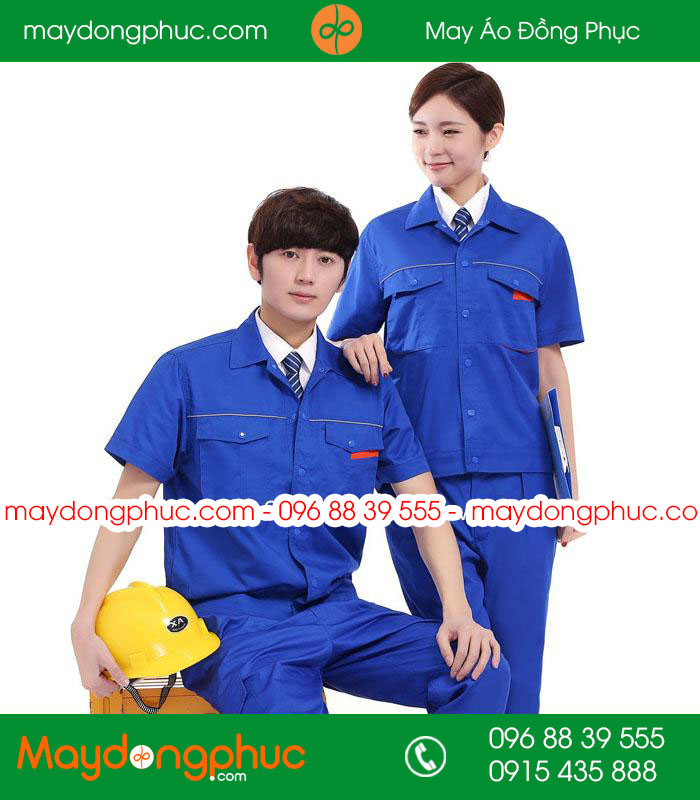 Mẫu áo đồng phục kỹ sư - công nhân màu xanh bích