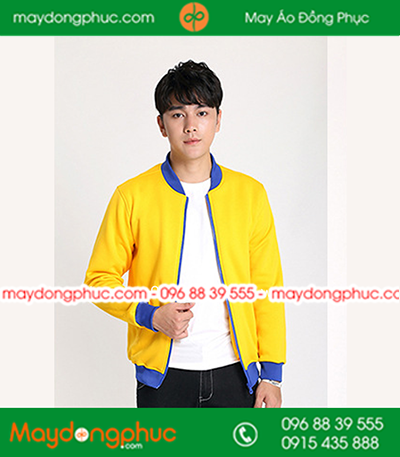 Mẫu áo khoác gió bomber đồng phục Vàng phối Xanh