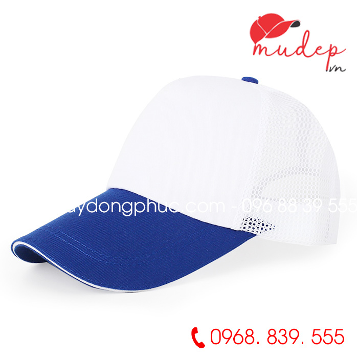 Mũ lưỡi trai phối lưới màu trắng phối xanh