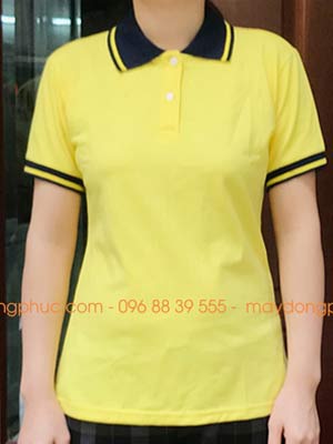 May áo phông đồng phục màu vàng phối đen