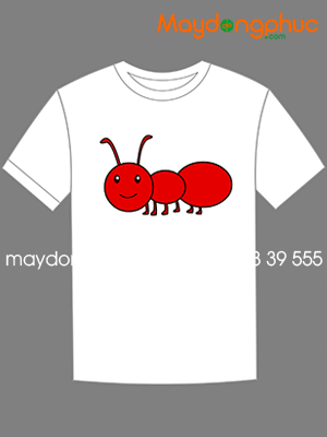 May áo cổ tròn hình con bọ lên áo