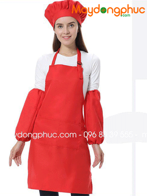 May tạp dề đồng phục màu cam