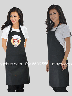 May tạp dề dáng dài màu đen
