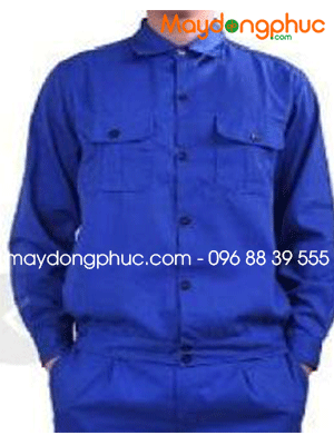 May đồng phục bảo hộ màu xanh dương Cơ khí Việt Hưng