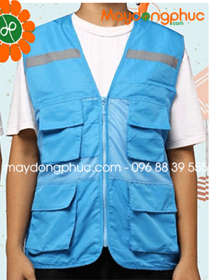 May áo gile màu xanh da trời
