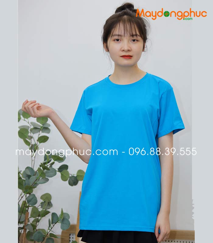 Áo phông tay lỡ màu xanh YA