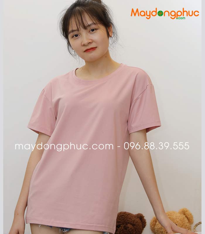 Áo phông tay lỡ màu hồng phấn