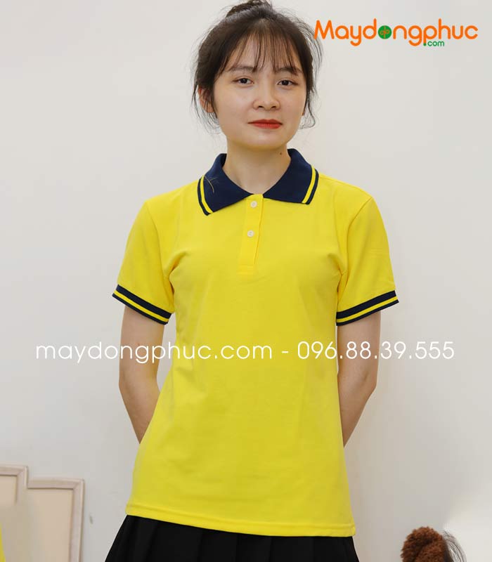 ​Áo phông polo màu vàng cổ đen