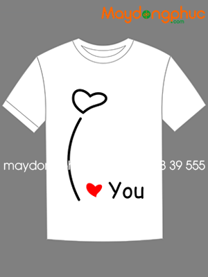 May áo phông cổ tròn I love you