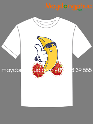May áo cổ tròn in hình quả chuối