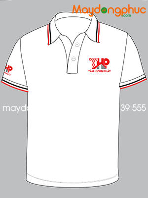 May áo polo màu trắng Công ty Tân Hưng Phát