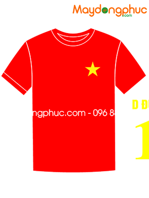 May áo bóng đá cổ tròn màu đỏ