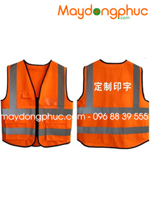 May áo gile màu cam phối xám