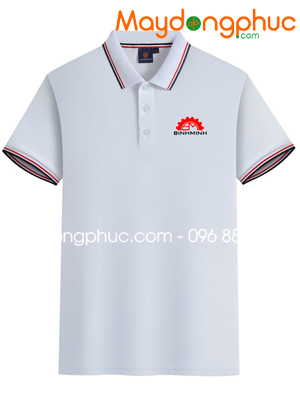 May áo polo màu trắng Công ty Bình Minh