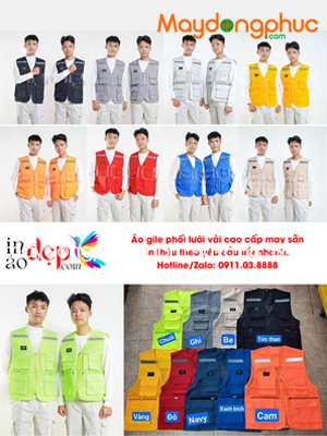 May áo gile phối lưới vải cao cấp may sẵn