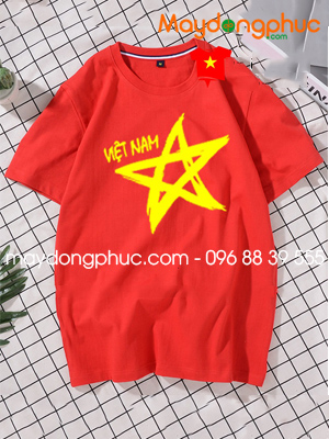 May áo thun cổ tròn cờ đỏ sao vàng