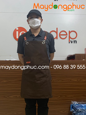 May tạp dề dáng dài màu nâu