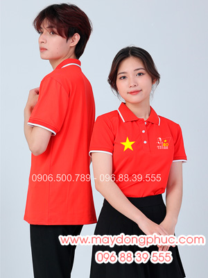May áo màu đỏ In lá cờ đỏ sao vàng kỉ niệm 80 năm Cách mạng tháng 8 - Quốc Khánh 2-9