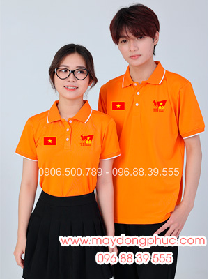 May áo màu cam In lá cờ đỏ sao vàng kỉ niệm 80 năm Cách mạng tháng 8 - Quốc Khánh 2-9