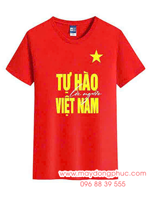 May Áo cờ đỏ sao vàng in Tự hào là người Việt Nam