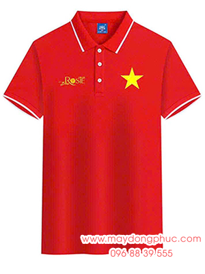 May Áo phông màu đỏ In sao vàng cùng Tôi yêu Tổ quốc Tôi - Roise