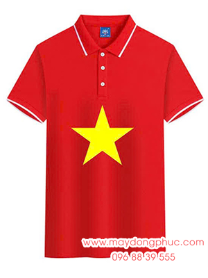 May Áo polo cờ đỏ sao vàng In Độc Lập - Tự Do - Hạnh Phúc