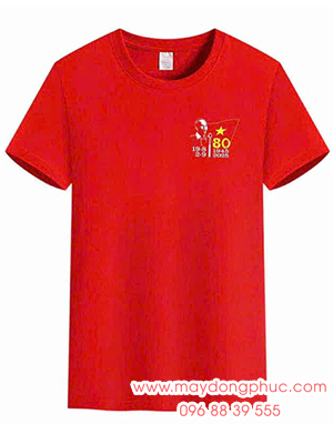 May Áo cờ đỏ sao vàng cổ tròn kỉ niệm 80 năm - Tôi yêu Tổ quốc tôi