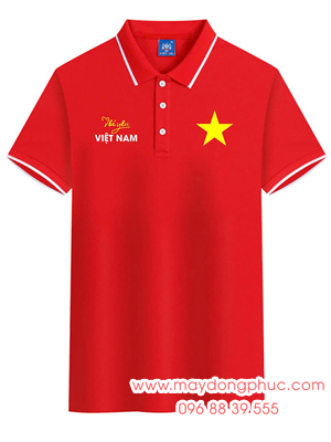 May Áo polo cờ đỏ sao vàng In Tôi yêu Việt Nam