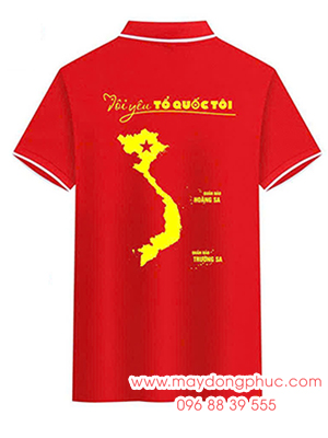 May Áo polo cờ đỏ sao vàng chữ Tôi yêu Việt Nam - Tôi yêu Tổ quốc Tôi