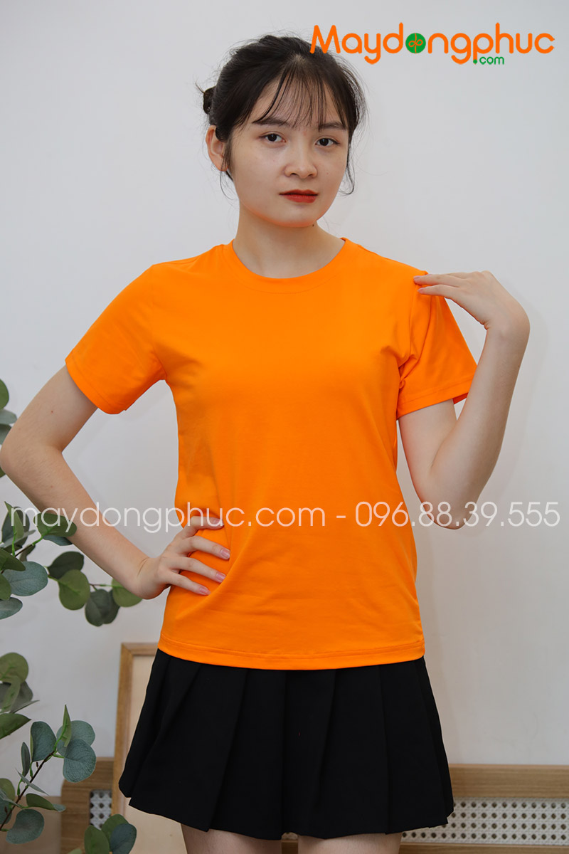 Áo phông cổ tròn màu cam | Ao phong
