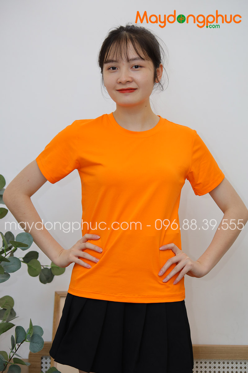 Áo phông cổ tròn màu cam | Ao phong